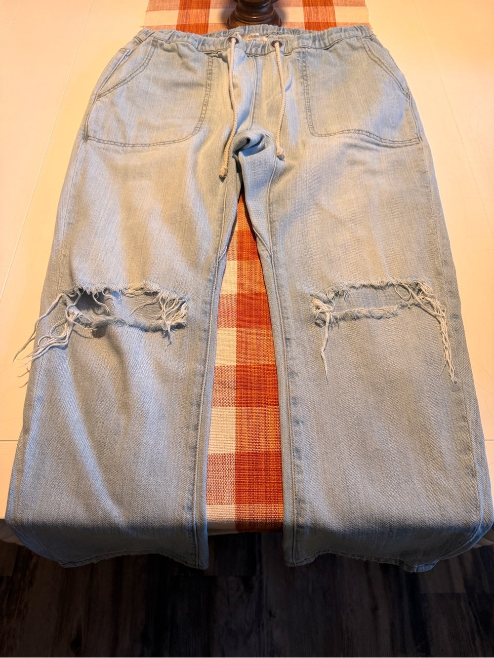 One Teaspoon Light Blue Boyfriend Distressed Jeans